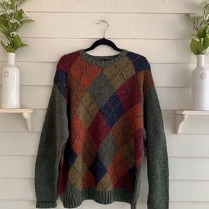JoS. A. Bank Wool Argyle Crewneck Sweater Size XL